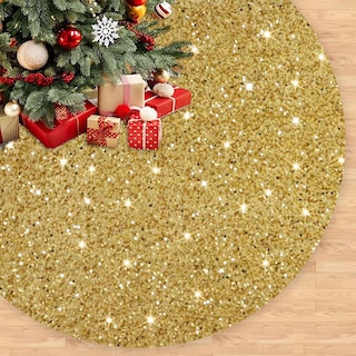 Foto 1 | Foto 1 | Falda Para Árbol De Navidad Fuhsy, Terciopelo Con Lentejuelas Doradas, 90 Cm - Venta Internacional.