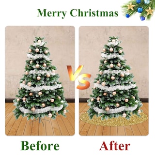 Foto 7 | Foto 7 | Falda Para Árbol De Navidad Fuhsy, Terciopelo Con Lentejuelas Doradas, 90 Cm - Venta Internacional.