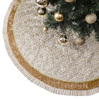 Foto 1 | Foto 1 | Falda Para Árbol De Navidad Valery Madelyn, Oro Blanco, 150 Cm - Venta Internacional.