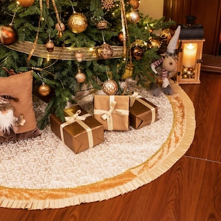Foto 2 | Foto 2 | Falda Para Árbol De Navidad Valery Madelyn, Oro Blanco, 150 Cm - Venta Internacional.