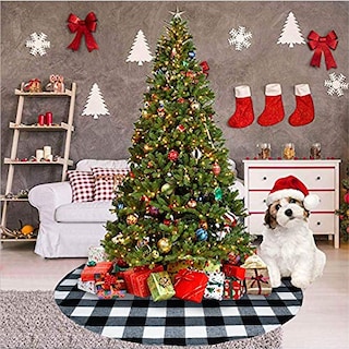 Foto 4 | Foto 4 | Faldón Senneny Buffalo Plaid Para Árbol De Navidad, 122 Cm, Color Blanco Y Negro - Venta Internacional.