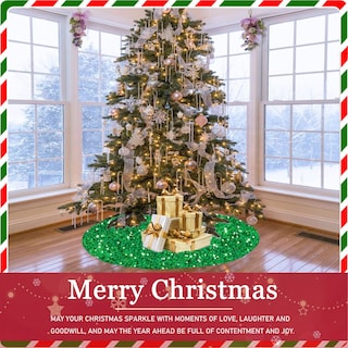 Foto 5 | Foto 5 | Falda Para Árbol De Navidad Fanproms Con Lentejuelas, 46 Cm, Color Verde Brillante - Venta Internacional.