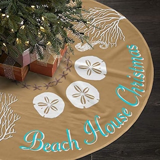 Foto 2 | Foto 2 | Falda De Árbol De Navidad Freehotu Beach Coral Santa Con Diseño De Muñeco De Nieve - Venta Internacional.