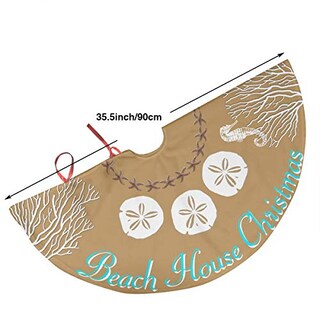 Foto 4 | Foto 4 | Falda De Árbol De Navidad Freehotu Beach Coral Santa Con Diseño De Muñeco De Nieve - Venta Internacional.