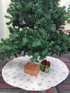 Foto 7 | Foto 7 | Falda Para Árbol De Navidad Aerwo, Piel Sintética, Diseño De Copo De Nieve Dorado, 90 Cm - Venta Internacional.