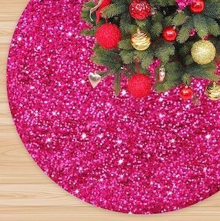 Foto 1 | Foto 1 | Falda Para Árbol De Navidad Fanproms Con Lentejuelas Brillantes Rosa Intenso, 46 Cm - Venta Internacional.