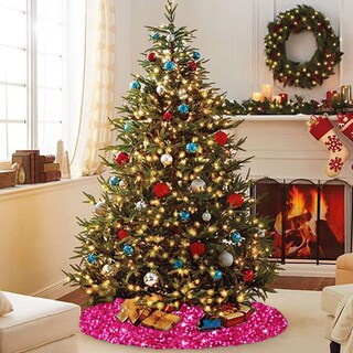 Foto 7 | Foto 7 | Falda Para Árbol De Navidad Fanproms Con Lentejuelas Brillantes Rosa Intenso, 46 Cm - Venta Internacional.