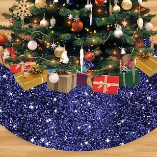 Foto 1 | Foto 1 | Falda Para Árbol De Navidad Fanproms, Azul Marino, Terciopelo Con Lentejuelas, 46 - Venta Internacional.