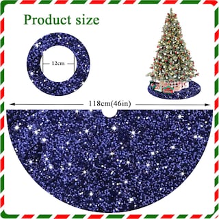 Foto 4 | Foto 4 | Falda Para Árbol De Navidad Fanproms, Azul Marino, Terciopelo Con Lentejuelas, 46 - Venta Internacional.