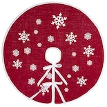 Faldón De Arpillera Macting Rojo De 90 Cm De Diámetro Con Copo De Nieve - Venta Internacional.