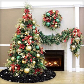 Foto 4 | Foto 4 | Falda Para Árbol De Navidad Fuhsy, Lentejuelas Negras, 36 Cm, Terciopelo - Venta Internacional.