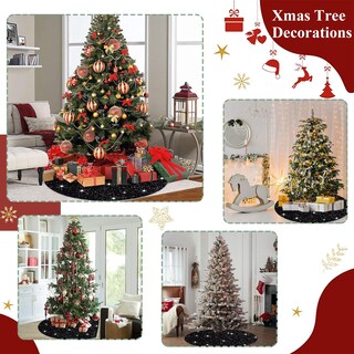 Foto 6 | Foto 6 | Falda Para Árbol De Navidad Fuhsy, Lentejuelas Negras, 36 Cm, Terciopelo - Venta Internacional.