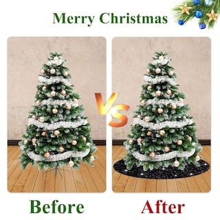 Foto 7 | Foto 7 | Falda Para Árbol De Navidad Fuhsy, Lentejuelas Negras, 36 Cm, Terciopelo - Venta Internacional.