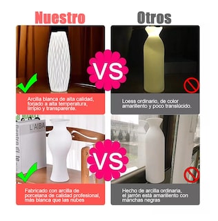 Foto 2 | Foto 2 | Jarrones de Cerámica Blancos para la Decoración Moderna del Hogar 6 piezas