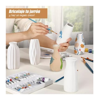 Foto 3 | Foto 3 | Jarrones de Cerámica Blancos para la Decoración Moderna del Hogar 6 piezas