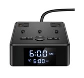 Reloj Despertador Con Estación De Carga Con 3 Usb Y 2 Salida Negro