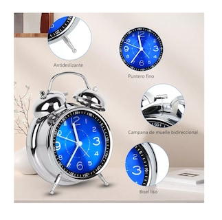 Foto 3 | Foto 3 | Reloj Despertador Belug Estilo Vintage color Plata con Azul