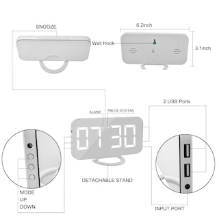 Foto 4 | Foto 4 | Reloj Digital Szelam Con Alarma Eléctrica Led De Pantalla Grande, Blanco - Venta Internacional.