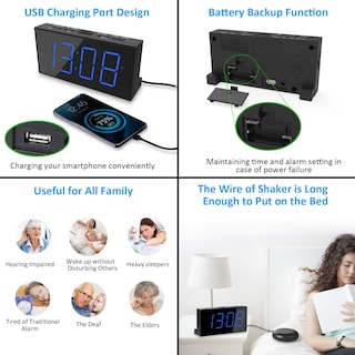 Foto 6 | Foto 6 | Despertador Superfuerte Con Agitador De Cama, Despertador Vibratorio Para Personas Que Duermen Mucho - Venta Internacional.