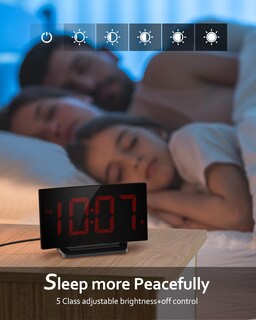 Foto 3 | Foto 3 | Reloj Despertador Digital Goloza Con Diseño Curvo Y Led Rojo - Venta Internacional.