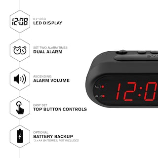 Foto 2 | Foto 2 | Reloj Despertador Digital Sharp Black Con Led Rojos Con Doble Alarma - Venta Internacional.