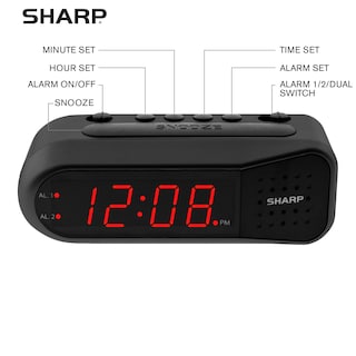 Foto 3 | Foto 3 | Reloj Despertador Digital Sharp Black Con Led Rojos Con Doble Alarma - Venta Internacional.