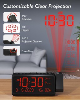 Foto 2 | Foto 2 | Reloj Despertador De Proyección Roxicosly Para Dormitorio Con Temperatura Y Humedad - Venta Internacional.