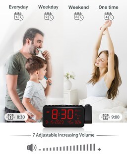 Foto 3 | Foto 3 | Reloj Despertador De Proyección Roxicosly Para Dormitorio Con Temperatura Y Humedad - Venta Internacional.