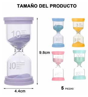 Foto 3 | Foto 3 | Temporizador De Arena Portátil Reloj, Reloj De Arena 5 Pzs Multicolor