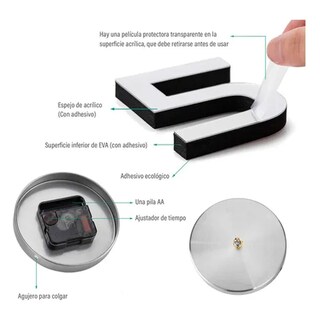 Foto 4 | Foto 4 | Reloj para Pared HappyWare de Números Gigante 3D Negro con Plata