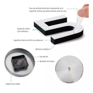 Foto 3 | Foto 3 | Reloj de Pared 3D Moderno Grande Eo Safe Imports Esi-12974 Plata