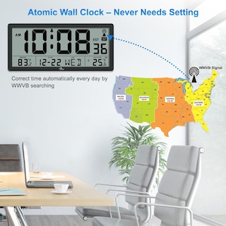 Foto 2 | Foto 2 | Reloj Atómico Wallarge Con Temperatura Interior Y Exterior De 14.5 Pulgadas - Venta Internacional.