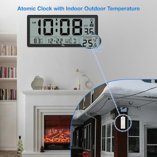 Foto 3 | Foto 3 | Reloj Atómico Wallarge Con Temperatura Interior Y Exterior De 14.5 Pulgadas - Venta Internacional.