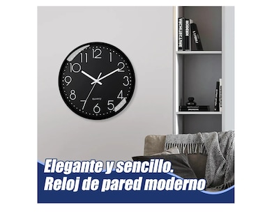 Foto 2 | Foto 2 | Reloj De Pared Digital Moderno De 30 Cm Moderno Y Silencioso Color Negro