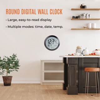 Foto 2 | Foto 2 | Reloj De Pared Digital Marathon 20 Cm Negro/acero Inoxidable - Venta Internacional.