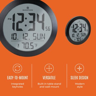Foto 3 | Foto 3 | Reloj De Pared Digital Marathon 20 Cm Negro/acero Inoxidable - Venta Internacional.