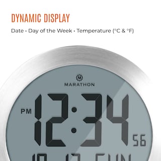 Foto 4 | Foto 4 | Reloj De Pared Marathon De Acero Inoxidable Digital Redondo De 20 Cm - Venta Internacional.