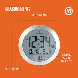 Foto 5 | Foto 5 | Reloj De Pared Marathon De Acero Inoxidable Digital Redondo De 20 Cm - Venta Internacional.