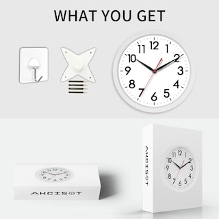Foto 7 | Foto 7 | Reloj De Pared Akcisot Silencioso No Hace Tictac 25 Cm Con Batería Blanca - Venta Internacional.