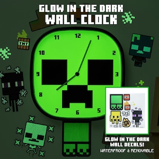 Foto 4 | Foto 4 | Reloj De Pared Paladone Minecraft Creeper Que Brilla En La Oscuridad - Venta Internacional.