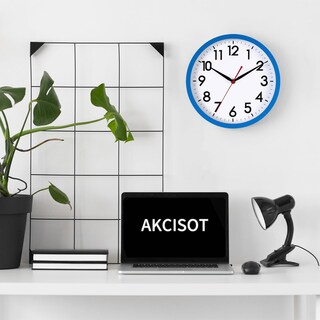 Foto 3 | Foto 3 | Reloj De Pared Akcisot De 25 Cm Silencioso Sin Tictac Batería Azul - Venta Internacional.