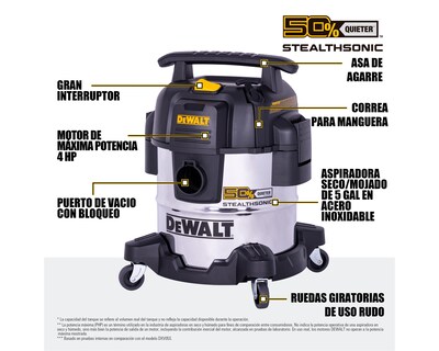 Foto 2 | Foto 2 | Aspiradora Dewalt Metal Silenciosa Steal 5 gal 4hp Dxv05s-qt
