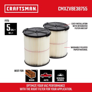 Foto 2 | Foto 2 | Filtro De Vacío Craftsman Cmxzvbe38755 Para 18.9 L A 75.7 L, Paquete De 2 - Venta Internacional.