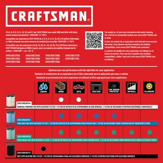 Foto 7 | Foto 7 | Filtro De Vacío Craftsman Cmxzvbe38753 Hepa Para 18,9l A 75,7l - Venta Internacional.