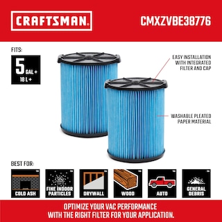 Foto 2 | Foto 2 | Filtro De Vacío Craftsman Cmxzvbe38776 Para Aspiradoras De 18,9 A 75,7 Litros, Paquete De 2 - Venta Internacional.