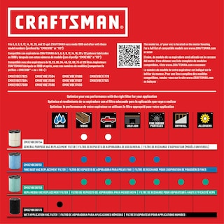 Foto 7 | Foto 7 | Filtro De Vacío Craftsman Cmxzvbe38776 Para Aspiradoras De 18,9 A 75,7 Litros, Paquete De 2 - Venta Internacional.