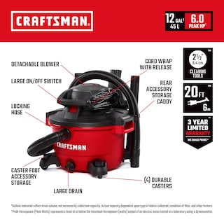 Foto 2 | Foto 2 | Aspiradora Craftsman Cmxevbe17606 45l 6.0 Peak Hp con Ventilador - Venta Internacional