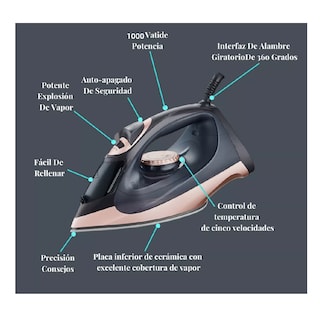 Foto 4 | Foto 4 | Plancha de Ropa Vapor Vertical con Suela de Cerámica Negra con Rosa