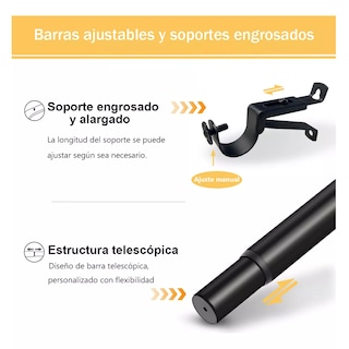 Foto 3 | Foto 3 | Cortineros De Metal Ajustable Barra De Cortina Eo Safe Imports Esi-15585 Negro