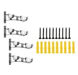 Set de Soporte Cortinero para Pared Ajustable con Gancho Negro 4 Piezas